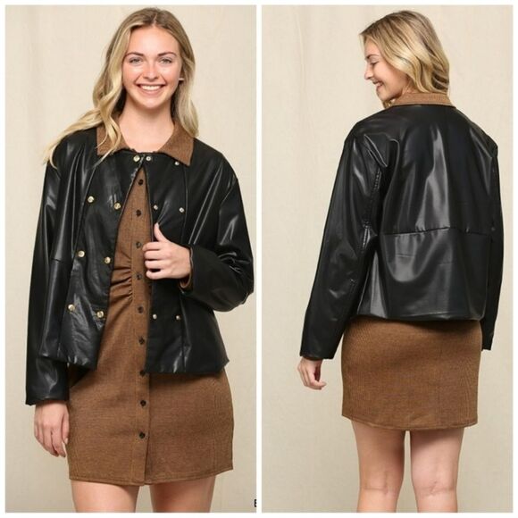 GIGIO Leather Double Button Jacket Size S 2-4 NWT - Picture 2 of 6